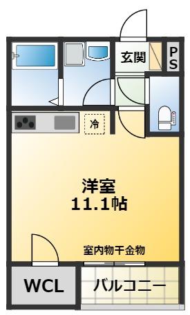 JOUER パティオ(ワンルーム/2階)の間取り写真