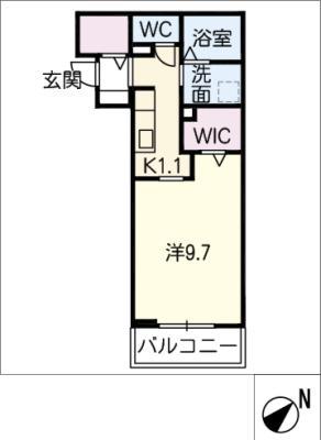 ソワブランシュ(1K/1階)の間取り写真