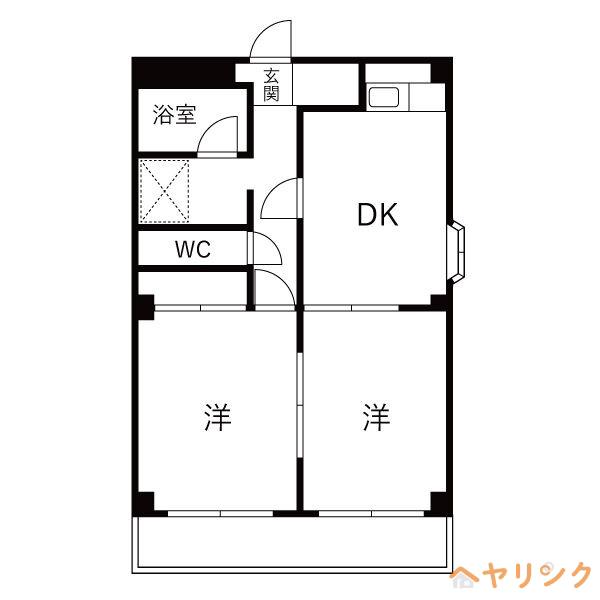 ヴィラ青嵐(2DK/1階)の間取り写真
