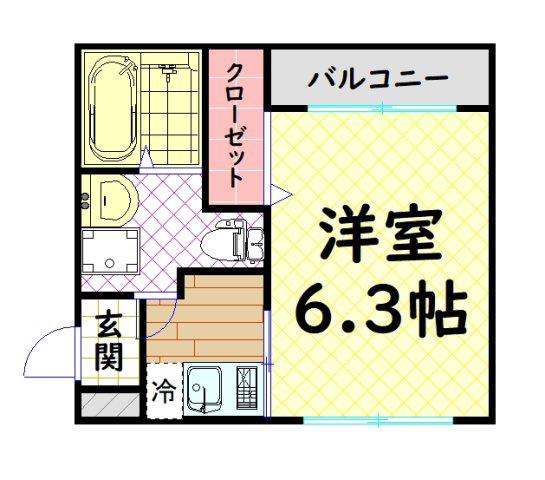 グランビア海山町(1K/2階)の間取り写真