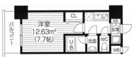 S-RESIDENCE福島LUXE(1K/14階)の間取り写真