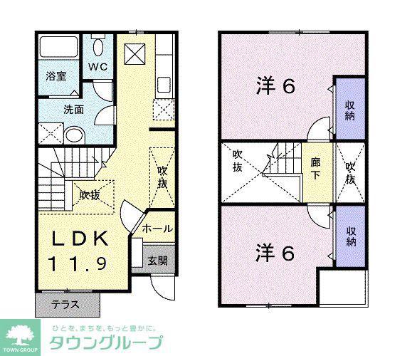プリムヴェール(2LDK/1階)の間取り写真