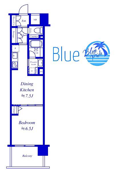 LA.PRYLE新横浜(1DK/9階)の間取り写真