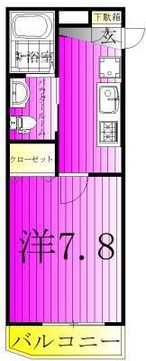 ＪＲ常磐線 柏駅 徒歩6分 3階建 築4年(1K/3階)の間取り写真