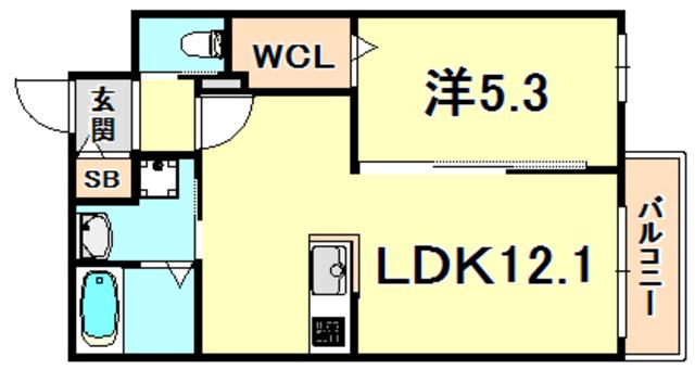 コウベアーバン(1LDK/2階)の間取り写真