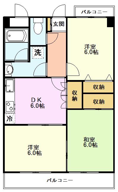 メゾン寿(3DK/3階)の間取り写真