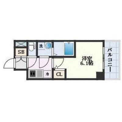 エスリード弁天町ノース RESIDENCE(1K/2階)の間取り写真