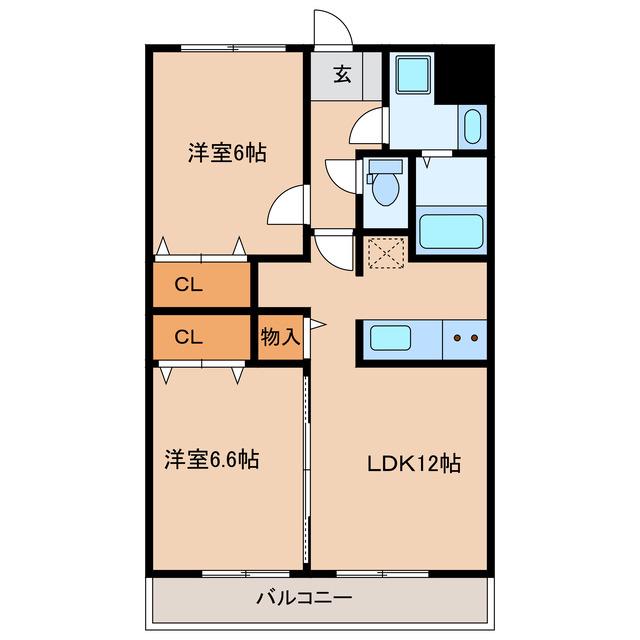 PLEASURE細島I(2LDK/1階)の間取り写真