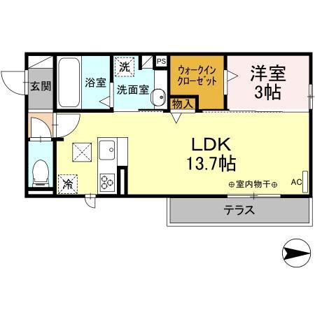 TORISIA添地町(1LDK/1階)の間取り写真