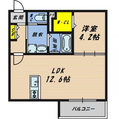 レジデンスコート城東野江(1LDK/4階)の間取り写真