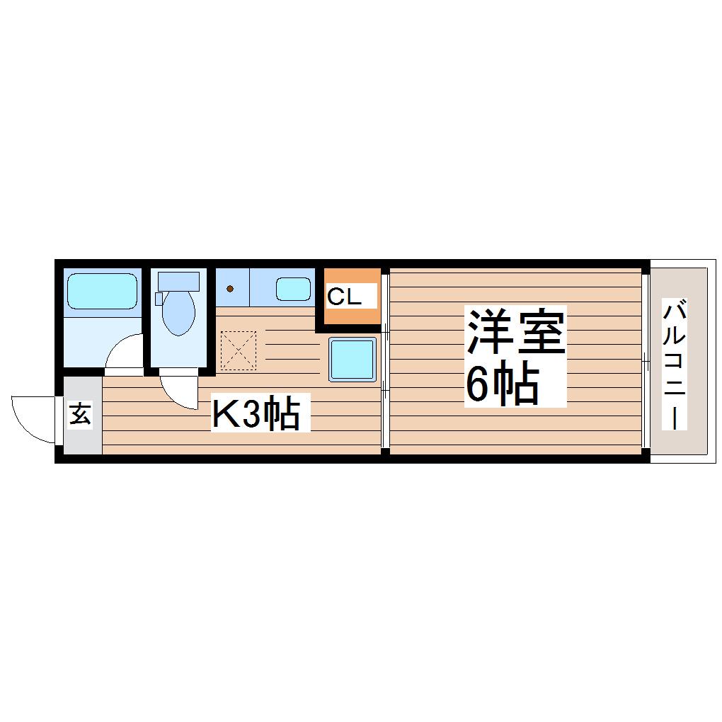 メルビル(1K/3階)の間取り写真