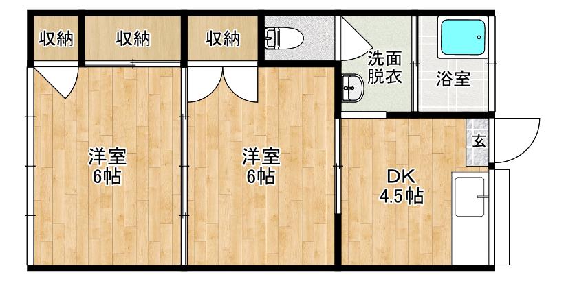 土田ハイツ(2DK/1階)の間取り写真