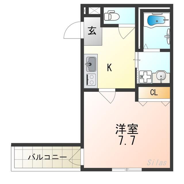 フジパレス桑津V番館(1K/1階)の間取り写真