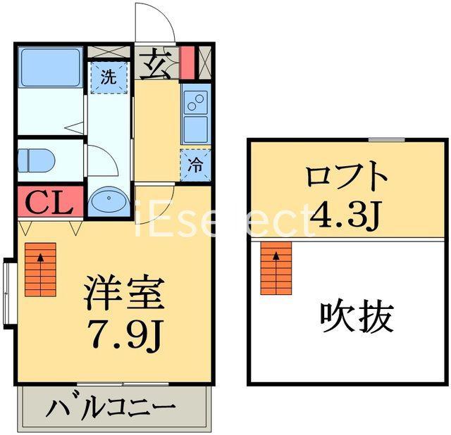 チバキューブ(1K/2階)の間取り写真