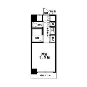 クラウンハイム夕陽丘(1K/7階)の間取り写真