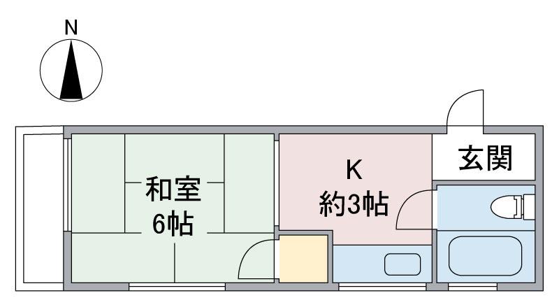 ムーニー若原(1K/1階)の間取り写真