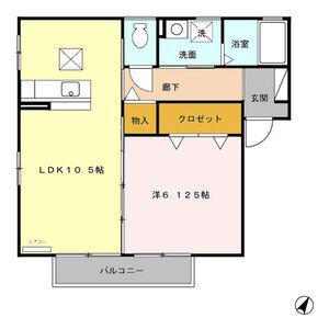 パストラル B(1LDK/1階)の間取り写真