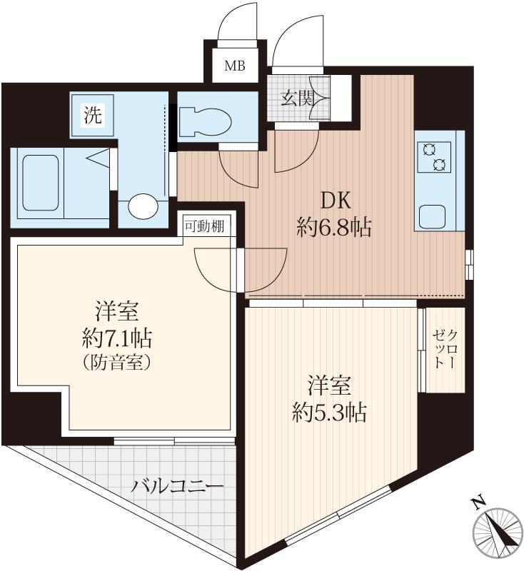 ラシクラス麹町(2DK/5階)の間取り写真