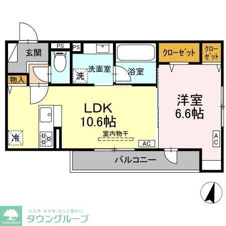 ブルマーレ湘南台(1LDK/2階)の間取り写真