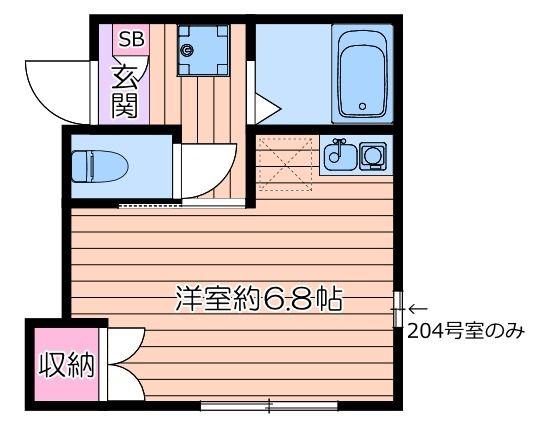 エテルノア(ワンルーム/2階)の間取り写真