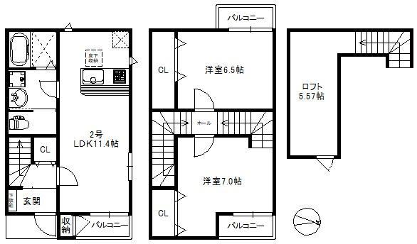 ベルフォートネオ花畑 644(2LDK/1階)の間取り写真