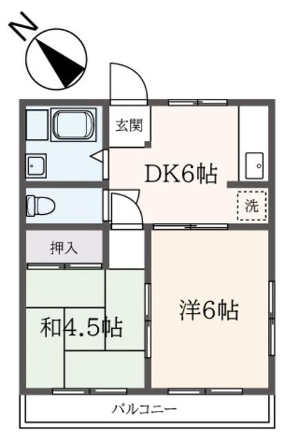 コーポシエル(2DK/2階)の間取り写真