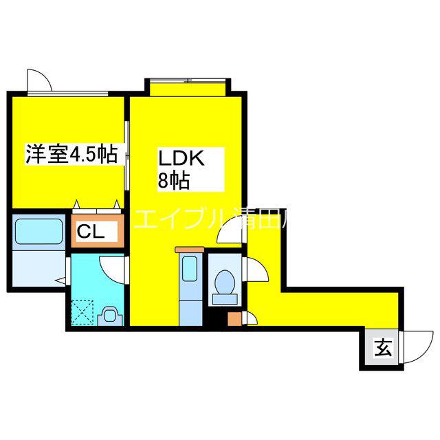 ラパス清田(1LDK/3階)の間取り写真