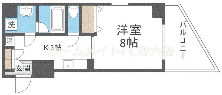 トゥールロワイエ北梅田(1K/3階)の間取り写真