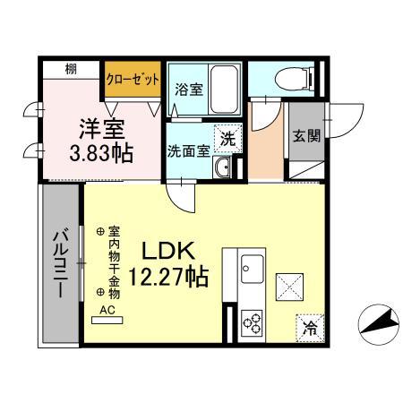 D-ROOMT.MII(1LDK/1階)の間取り写真