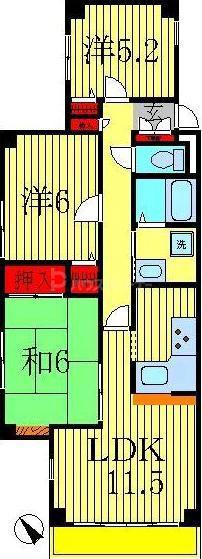 インシュランスビルディング12(3LDK/2階)の間取り写真