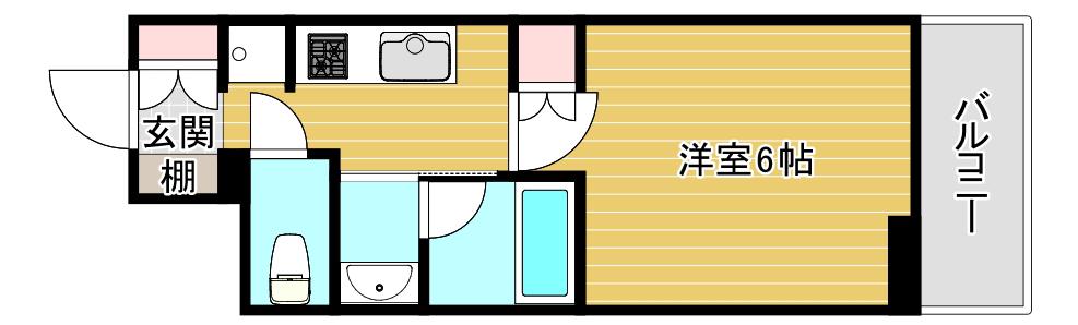 クレストコート靱公園 THE CLASS(1K/6階)の間取り写真