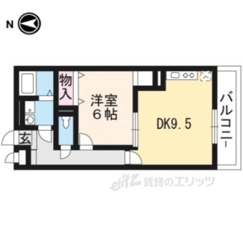 カサレリア(1DK/2階)の間取り写真