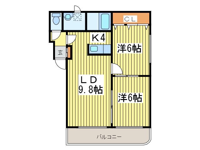 グランメールN12(2LDK/1階)の間取り写真