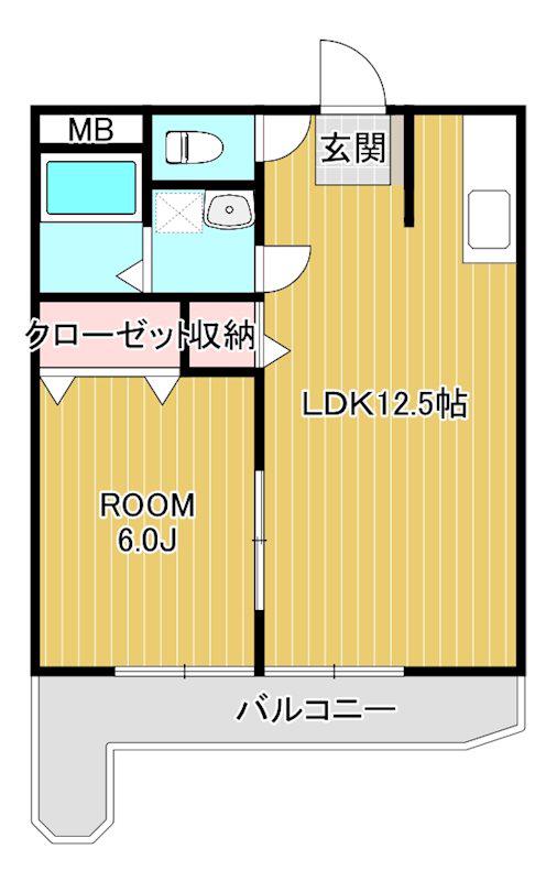 岡田マンション(1LDK/3階)の間取り写真