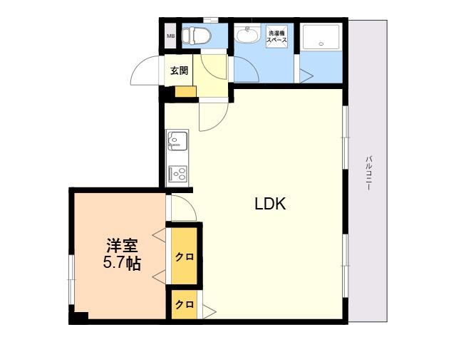 ライフ・モア高取(1LDK/8階)の間取り写真