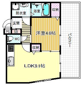 SEVEN OAKS(1LDK/3階)の間取り写真