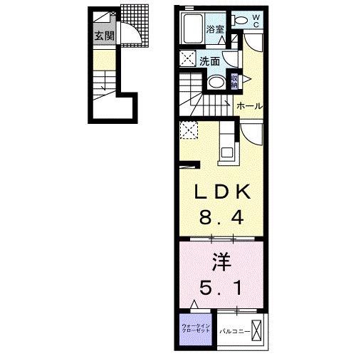 ヒカルサ伊万里フロントII(1LDK/2階)の間取り写真