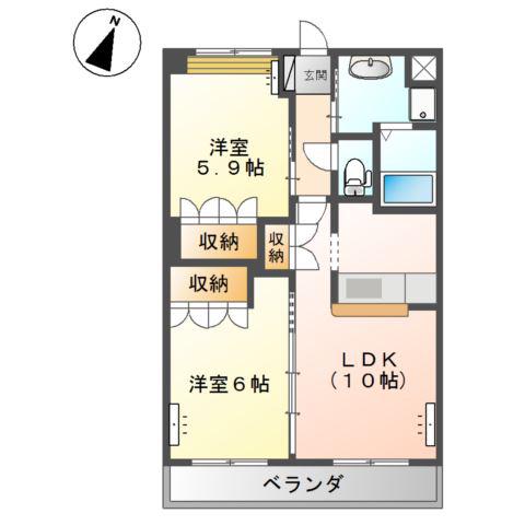 コンフォース六条院(2LDK/2階)の間取り写真