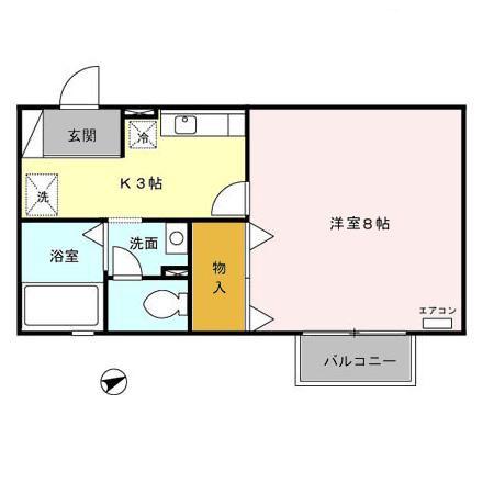 CKS A(1K/2階)の間取り写真