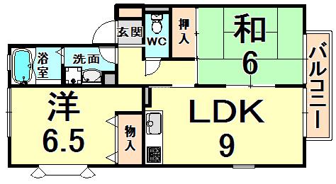ハイカム-ルエルテ(2LDK/2階)の間取り写真