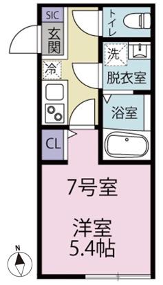 パークメゾン鷺沼(1K/1階)の間取り写真
