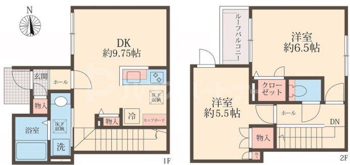 モンシャン(2DK/1階)の間取り写真