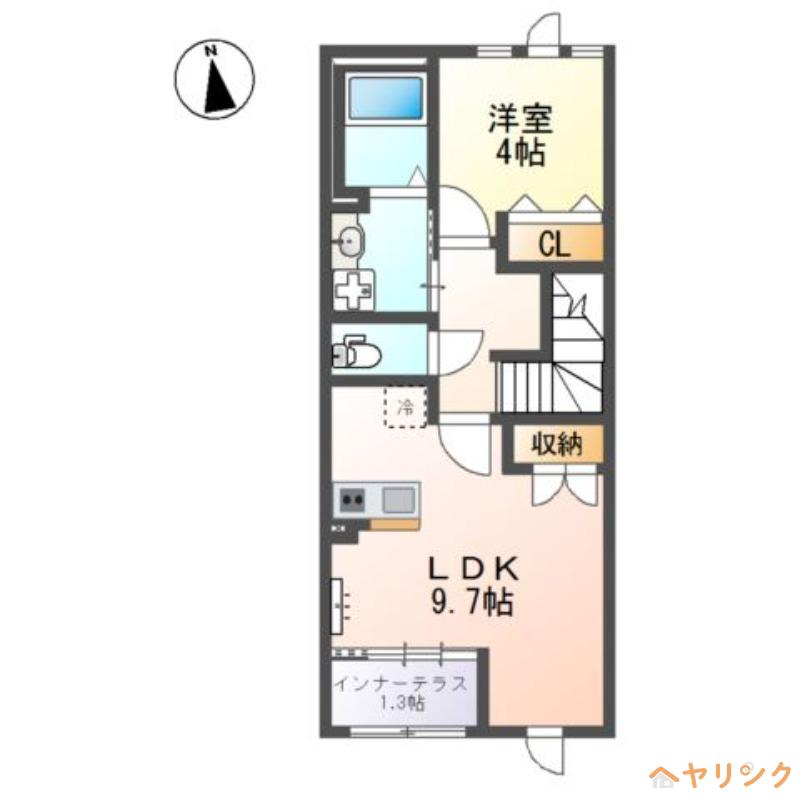 PERSIMMON HILL 高針(1LDK/2階)の間取り写真