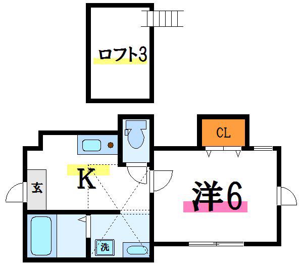 エステートピュア小岩(1K/1階)の間取り写真