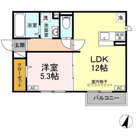 アンジュール(1LDK/2階)の間取り写真