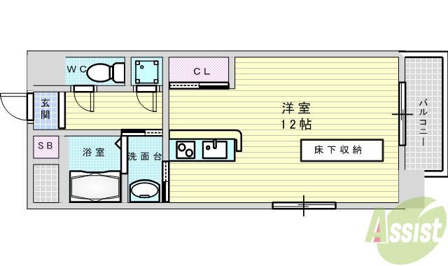 E BY U新大阪(1K/7階)の間取り写真
