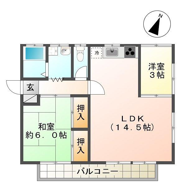 ノゾミハイツ(2LDK/2階)の間取り写真