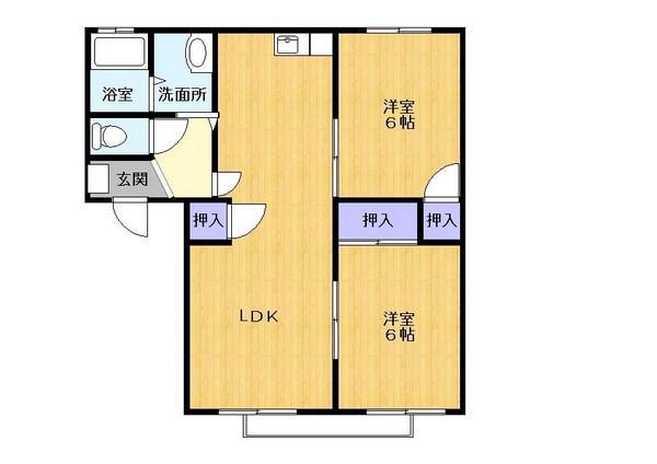 プチエメロードB棟(2LDK/1階)の間取り写真