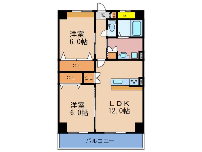 ヴィラ北梅田(2LDK/7階)の間取り写真