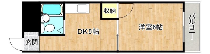 かねまつ南巽マンション(1DK/2階)の間取り写真